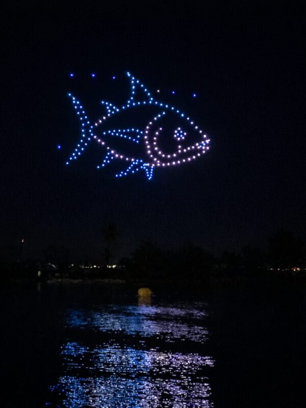 fish-themed drone show in Martigues by Allumee