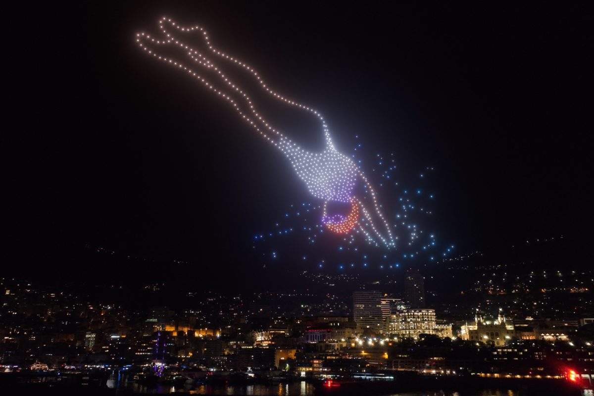 diver trained by drones during a show