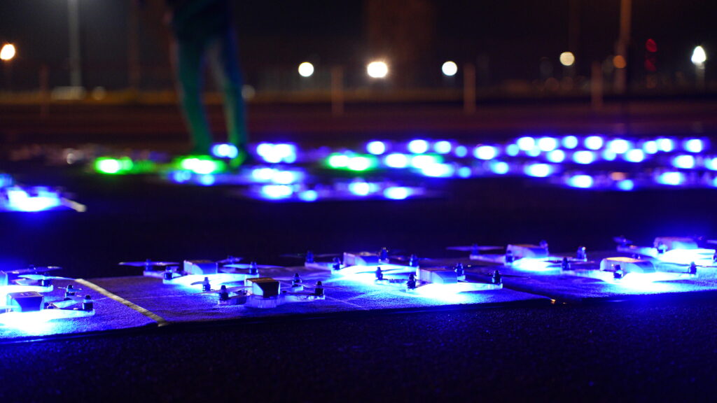 plataforma de lanzamiento de drones durante un espectáculo