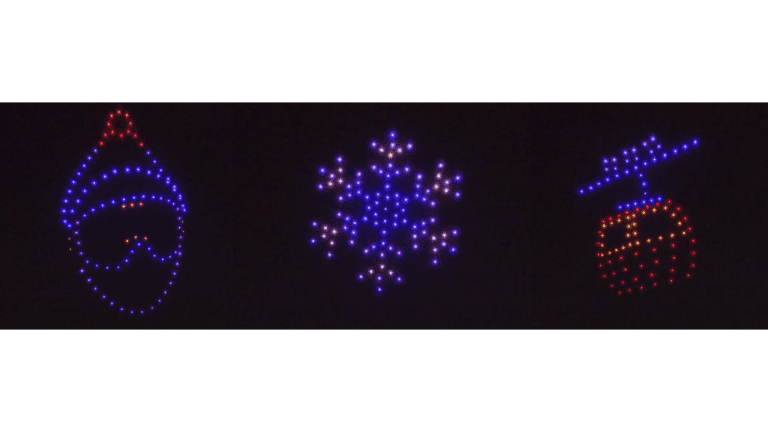 figuras realizadas durante un espectáculo de drones en Les Arcs 1800