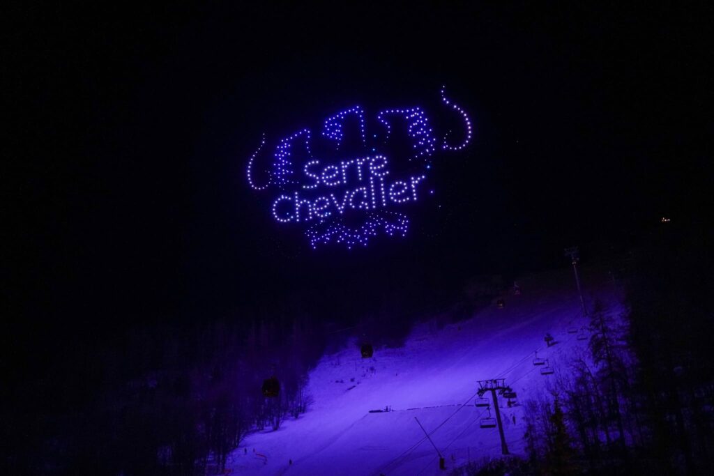 Serre Chevalier logo formed by drones
