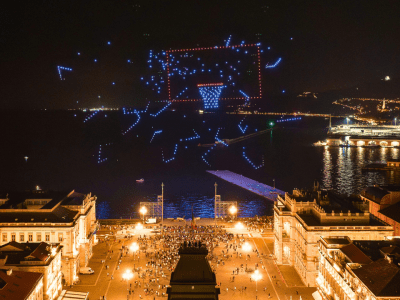 Shattered Backboard drone show in Trieste