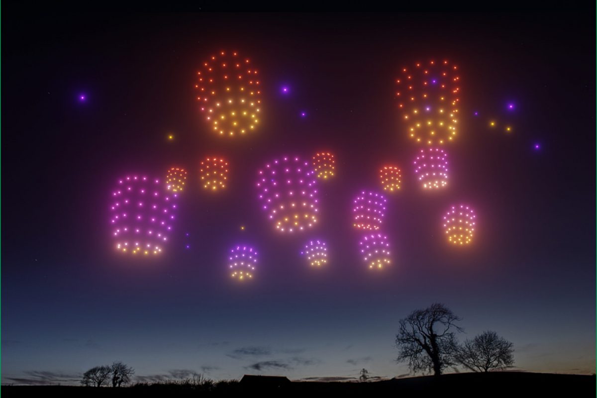 Light lanterns formed by drones
